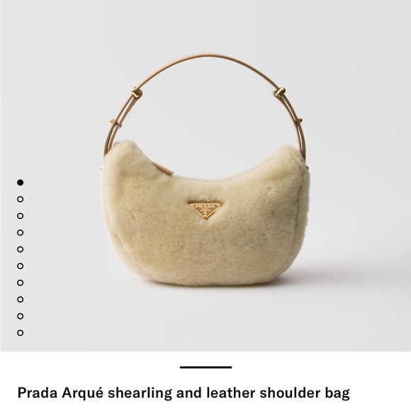 Prada Cream Shearling Shoulder Bag with Gold Hardware - Picture 1 of 5
